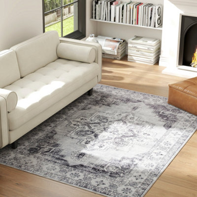 Homcom Flannel Non-Slip Washable Rug For Living Room, 230 X 160 Cm, Grey - image 1