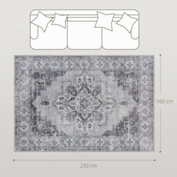 Homcom Flannel Non-Slip Washable Rug For Living Room, 230 X 160 Cm, Grey - thumbnail 3
