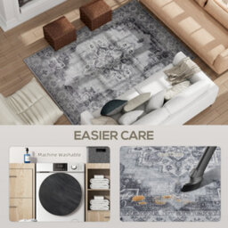 Homcom Flannel Non-Slip Washable Rug For Living Room, 230 X 160 Cm, Grey - thumbnail 5