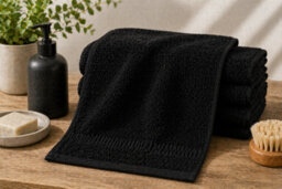 Bellissimo Home Black Cotton Wash Cloth 4 Pack. Heavyweight Luxury Face Cloths - thumbnail 1
