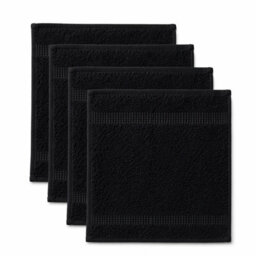 Bellissimo Home Black Cotton Wash Cloth 4 Pack. Heavyweight Luxury Face Cloths - thumbnail 2