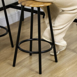 5 Piece Bar Table And Stools Set With Metal Frame Rustic Brown - thumbnail 4