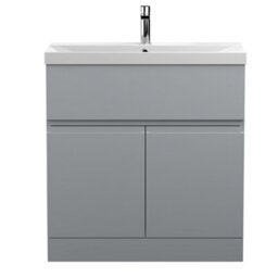 Hudson Reed Urban Satin Grey Floor Standing 2 Door Vanity Unit And Basin With Silent Close, 860 X 810 X 395 - thumbnail 1