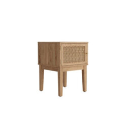 Wyld Haus Waterford Oak & Rattan Bedside Table, 1 Door, Natural - thumbnail 3