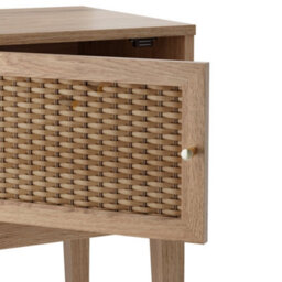 Wyld Haus Waterford Oak & Rattan Bedside Table, 1 Door, Natural - thumbnail 4