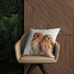 Warren Reed Designer Loving Tawny Owls Watercolour Outdoor Cushion 45Cm X 45Cm - thumbnail 2