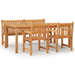 Berkfield 4 Piece Garden Dining Set Solid Wood Teak - thumbnail 2