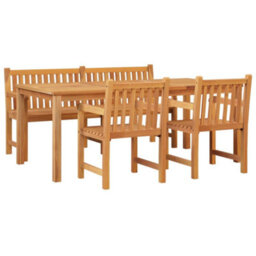 Berkfield 4 Piece Garden Dining Set Solid Wood Teak - thumbnail 3