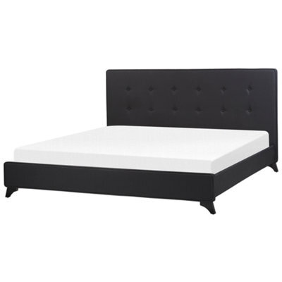 Beliani Bed Fabric Ambassador 180 X 200 Cm (Eu Super King) Black - image 1