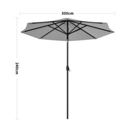 Living And Home 3M Tiltable Garden Parasol Outdoor Patio Sun Shade Umbrella With 24 Solar Led Lights Crank Tilt No Base, Light Grey - thumbnail 7