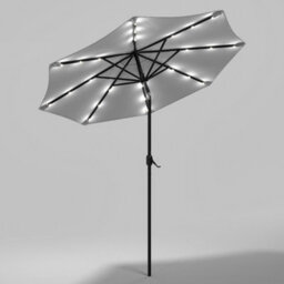 Living And Home 3M Tiltable Garden Parasol Outdoor Patio Sun Shade Umbrella With 24 Solar Led Lights Crank Tilt No Base, Light Grey - thumbnail 2
