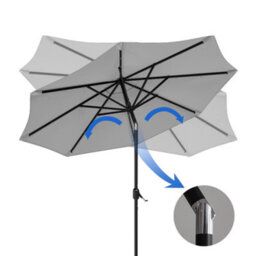 Living And Home 3M Tiltable Garden Parasol Outdoor Patio Sun Shade Umbrella With 24 Solar Led Lights Crank Tilt No Base, Light Grey - thumbnail 4