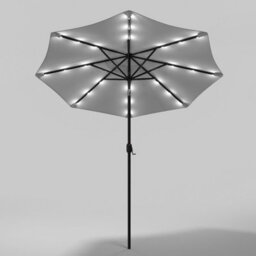 Living And Home 3M Tiltable Garden Parasol Outdoor Patio Sun Shade Umbrella With 24 Solar Led Lights Crank Tilt No Base, Light Grey - thumbnail 3