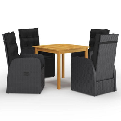 Berkfield 5 Piece Garden Dining Set With Cushions Black Poly Rattan - image 1