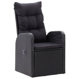 Berkfield 5 Piece Garden Dining Set With Cushions Black Poly Rattan - thumbnail 2