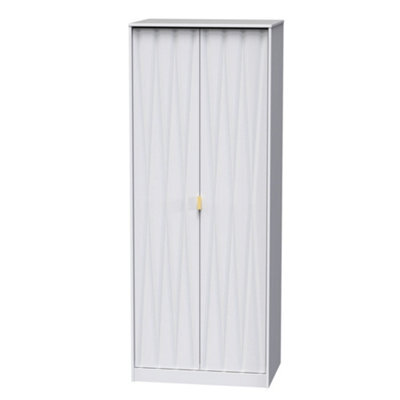 Diamond Ready Assembled Modern Matt White Tall Double Wardrobe (H)1970mm (W)740mm (D)530mm - image 1