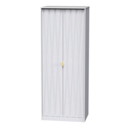 Diamond Ready Assembled Modern Matt White Tall Double Wardrobe (H)1970mm (W)740mm (D)530mm - thumbnail 1
