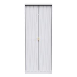 Diamond Ready Assembled Modern Matt White Tall Double Wardrobe (H)1970mm (W)740mm (D)530mm - thumbnail 2