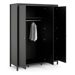 Furniture To Go Barcelona Wardrobe With 3 Doors In Matt Black - thumbnail 7