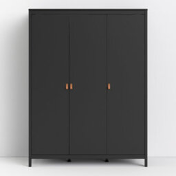 Furniture To Go Barcelona Wardrobe With 3 Doors In Matt Black - thumbnail 6
