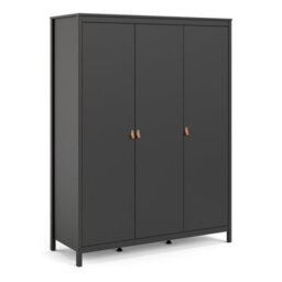 Furniture To Go Barcelona Wardrobe With 3 Doors In Matt Black - thumbnail 1