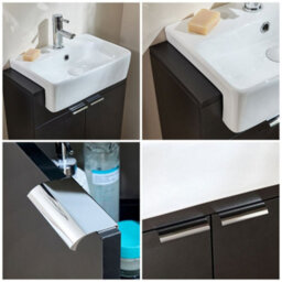 Homestylestore 550mm Black Grey Floorstanding Bathroom Vanity Unit And Chrome Finger Pull Handle - thumbnail 2