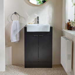 Homestylestore 550mm Black Grey Floorstanding Bathroom Vanity Unit And Chrome Finger Pull Handle - thumbnail 1