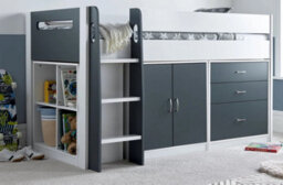 Save On Goods UK Grey And White Mid Sleeper Bunk Bed Storage,chest Drawers,shelves,cupboard, Kids, Childrens Bunkbed - thumbnail 6