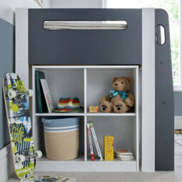 Save On Goods UK Grey And White Mid Sleeper Bunk Bed Storage,chest Drawers,shelves,cupboard, Kids, Childrens Bunkbed - thumbnail 7
