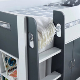 Save On Goods UK Grey And White Mid Sleeper Bunk Bed Storage,chest Drawers,shelves,cupboard, Kids, Childrens Bunkbed - thumbnail 4