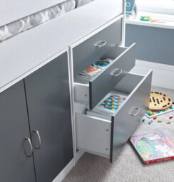 Save On Goods UK Grey And White Mid Sleeper Bunk Bed Storage,chest Drawers,shelves,cupboard, Kids, Childrens Bunkbed - thumbnail 2