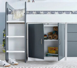 Save On Goods UK Grey And White Mid Sleeper Bunk Bed Storage,chest Drawers,shelves,cupboard, Kids, Childrens Bunkbed - thumbnail 3
