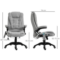 Vinsetto Office Chair W/ Heating 6-Point Massage Relaxing Reclining Grey - thumbnail 3