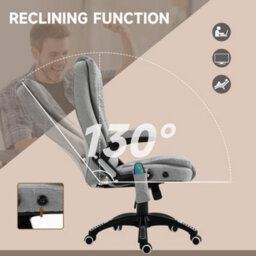 Vinsetto Office Chair W/ Heating 6-Point Massage Relaxing Reclining Grey - thumbnail 7