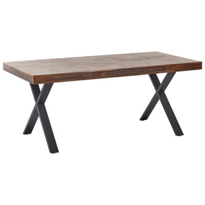 Beliani Dining Table Clifton Dark Brown 180 Cm 90 Cm Pine Wood - image 1