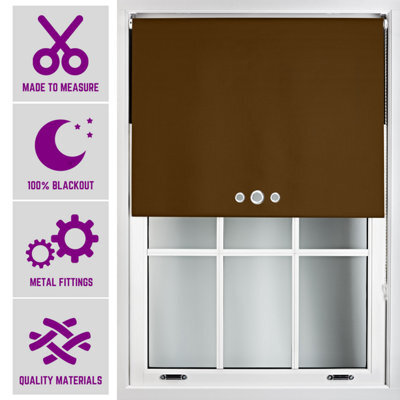 FURNISHED Brown Roller Blind With Triple Round Eyelet Design And Metal Fittings - Made To Measure Blackout Blinds, (W)240Cm X (L)165Cm - image 1