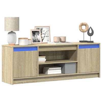 Vidaxl Tv Cabinet With Led Sonoma Oak 139.5X34X50 Cm Engineered Wood - image 1