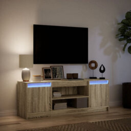Vidaxl Tv Cabinet With Led Sonoma Oak 139.5X34X50 Cm Engineered Wood - thumbnail 5