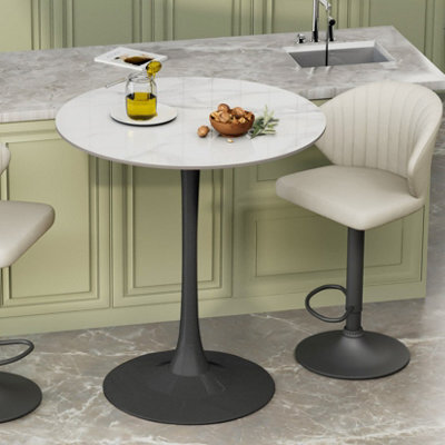 Fativo 76Cm Round Bar Sintered Stone Marble Table 100Cm H Circular Cocktail Table, Counter Bistro Pub Tables - image 1