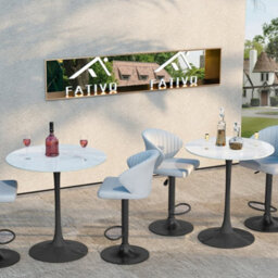 Fativo 76Cm Round Bar Sintered Stone Marble Table 100Cm H Circular Cocktail Table, Counter Bistro Pub Tables - thumbnail 9