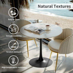 Fativo 76Cm Round Bar Sintered Stone Marble Table 100Cm H Circular Cocktail Table, Counter Bistro Pub Tables - thumbnail 5