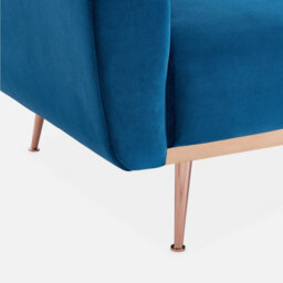 Sweeek. 3-Seater Convertible Sofa Bed Petrol Blue Velvet - thumbnail 7