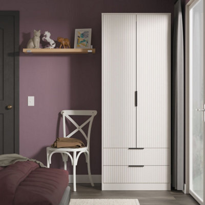 Ancona Ready Assembled Modern Matt Kashmir 2 Drawer Tall Double Wardrobe (H)1956mm (W)766mm (D)530mm - image 1