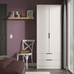 Ancona Ready Assembled Modern Matt Kashmir 2 Drawer Tall Double Wardrobe (H)1956mm (W)766mm (D)530mm - thumbnail 1