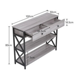 Industrial Console Table With 2 Drawer & 2 Open Shelves Entryway Table Sideboard - thumbnail 2