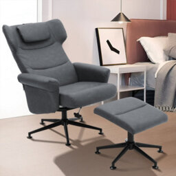 Darphe Faux Leather Swivel Armchair With Footstool - thumbnail 1