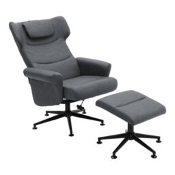 Darphe Faux Leather Swivel Armchair With Footstool - thumbnail 2