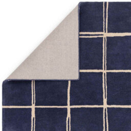 Blue Chequered Wool Modern Shaggy Handmade Rug For Living Room Bedroom & Dining Room-120Cm X 170Cm - thumbnail 5
