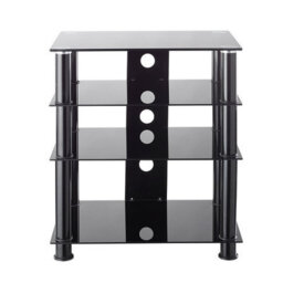 MMT Funiture Designs mmt 4 Shelf Hi-Fi Stand Black Glass Av Rack 650mm Tall - thumbnail 4