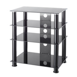 MMT Funiture Designs mmt 4 Shelf Hi-Fi Stand Black Glass Av Rack 650mm Tall - thumbnail 5